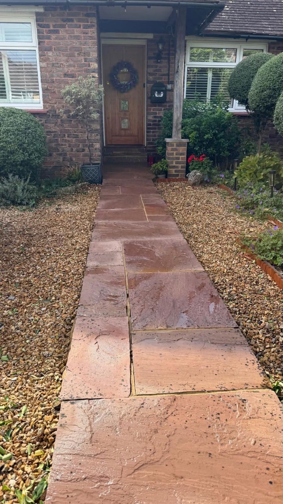 After power washing front path