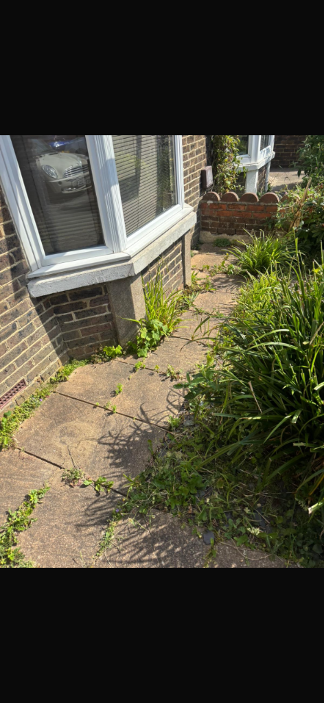 Before power washing patio